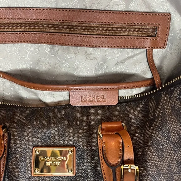 Michael Kors Dark Brown Monogram Duffel Bag Weekender - Picture 9 of 16